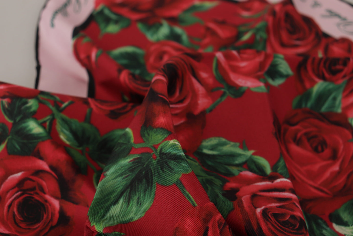 Dolce & Gabbana Elegant Red Rose Print Silk Scarf