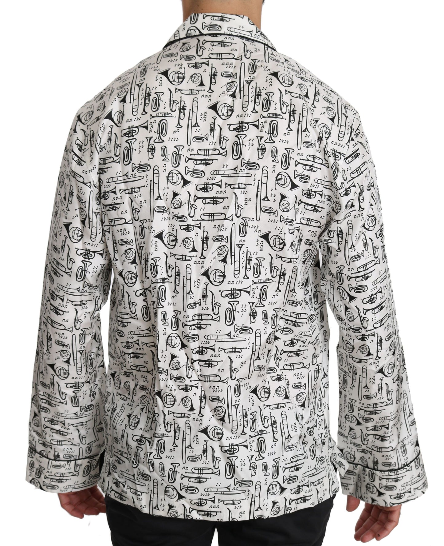 Dolce & Gabbana Elegant Silk Musical Print Pajama Shirt