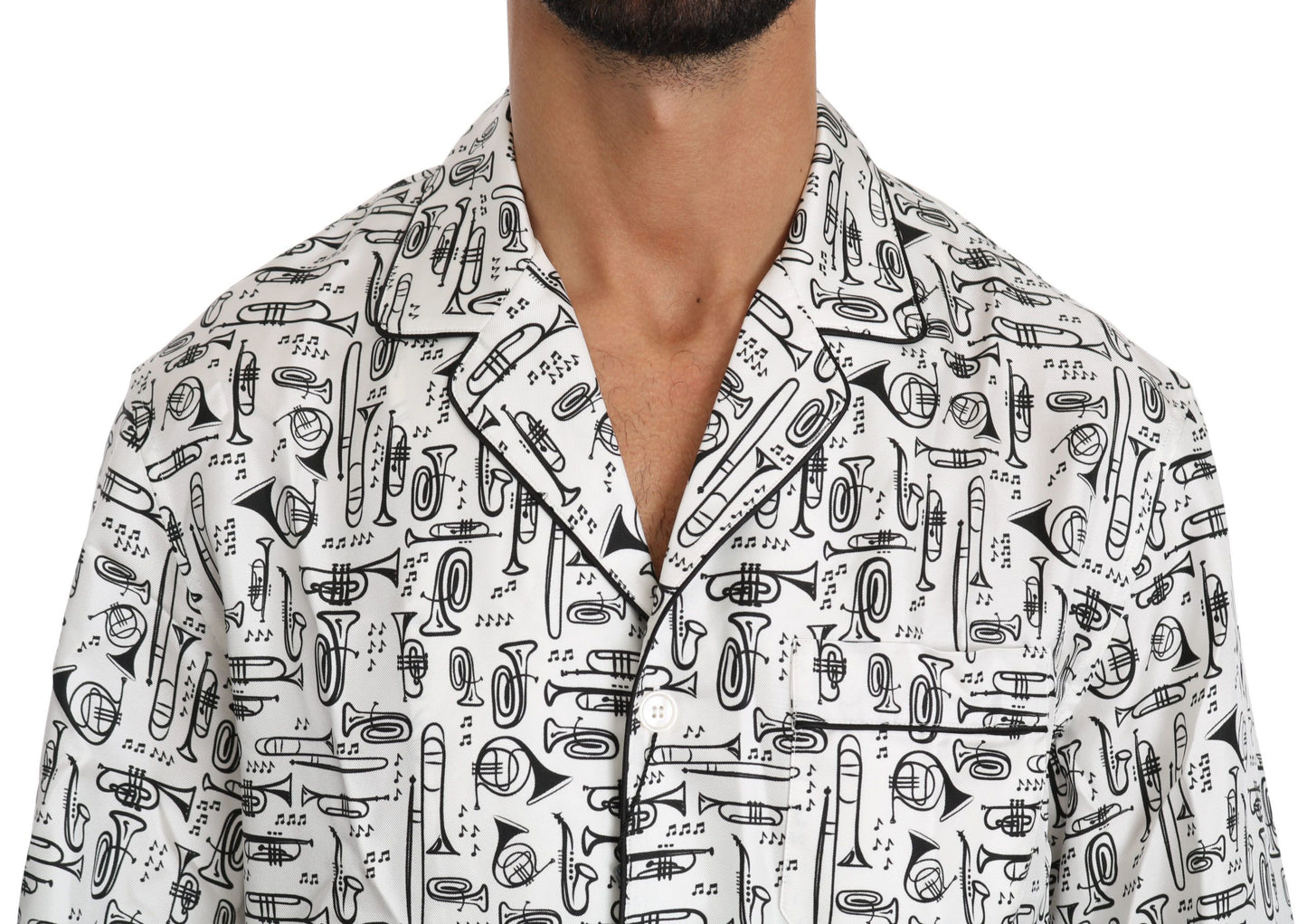 Dolce & Gabbana Elegant Silk Musical Print Pajama Shirt