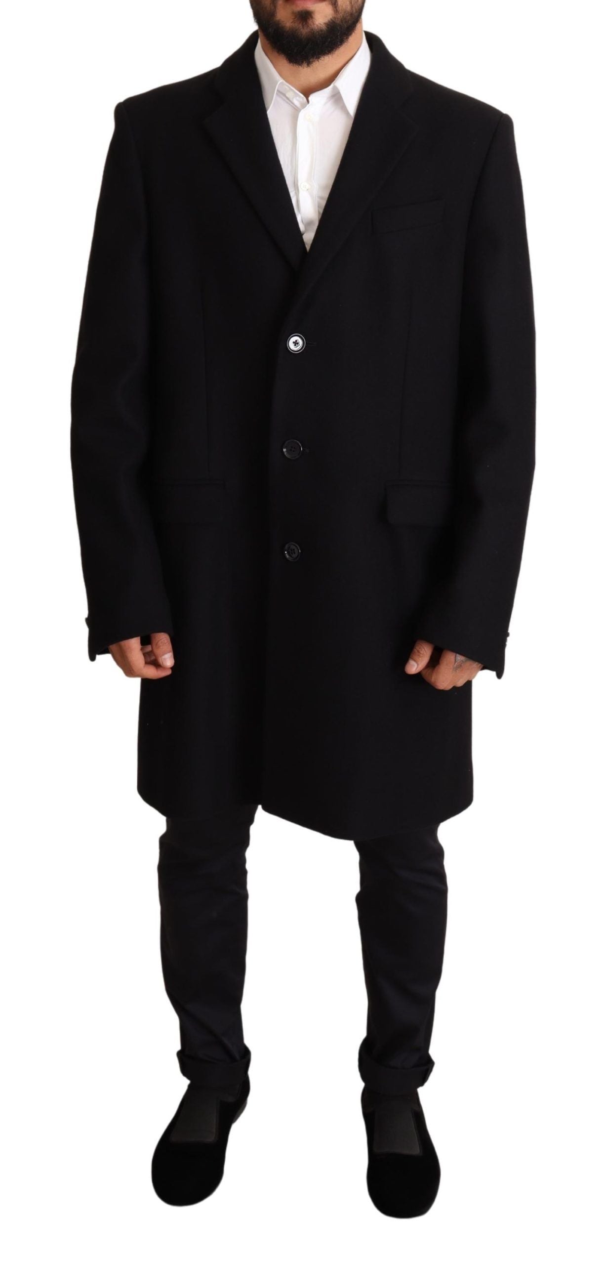 Dolce & Gabbana Elegant Blue Wool Blend Overcoat