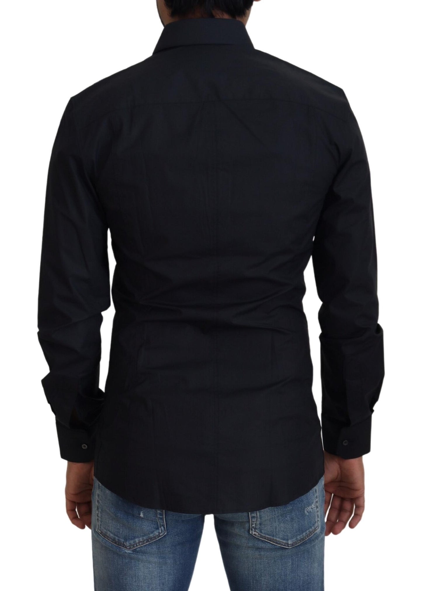 Dolce & Gabbana Black Cotton Slim Fit Dress Shirt