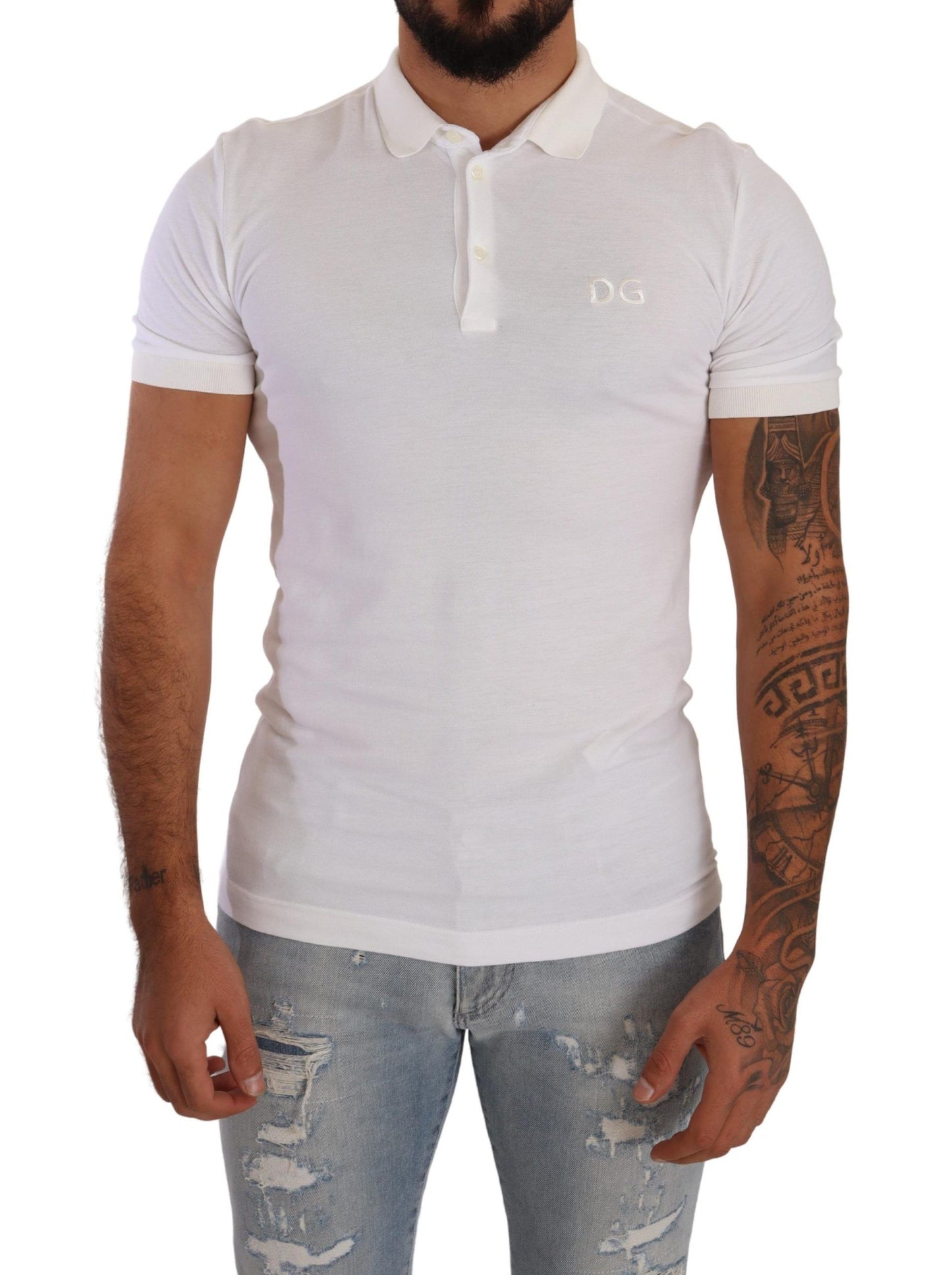 Dolce & Gabbana Elegant White Cotton Polo T-Shirt