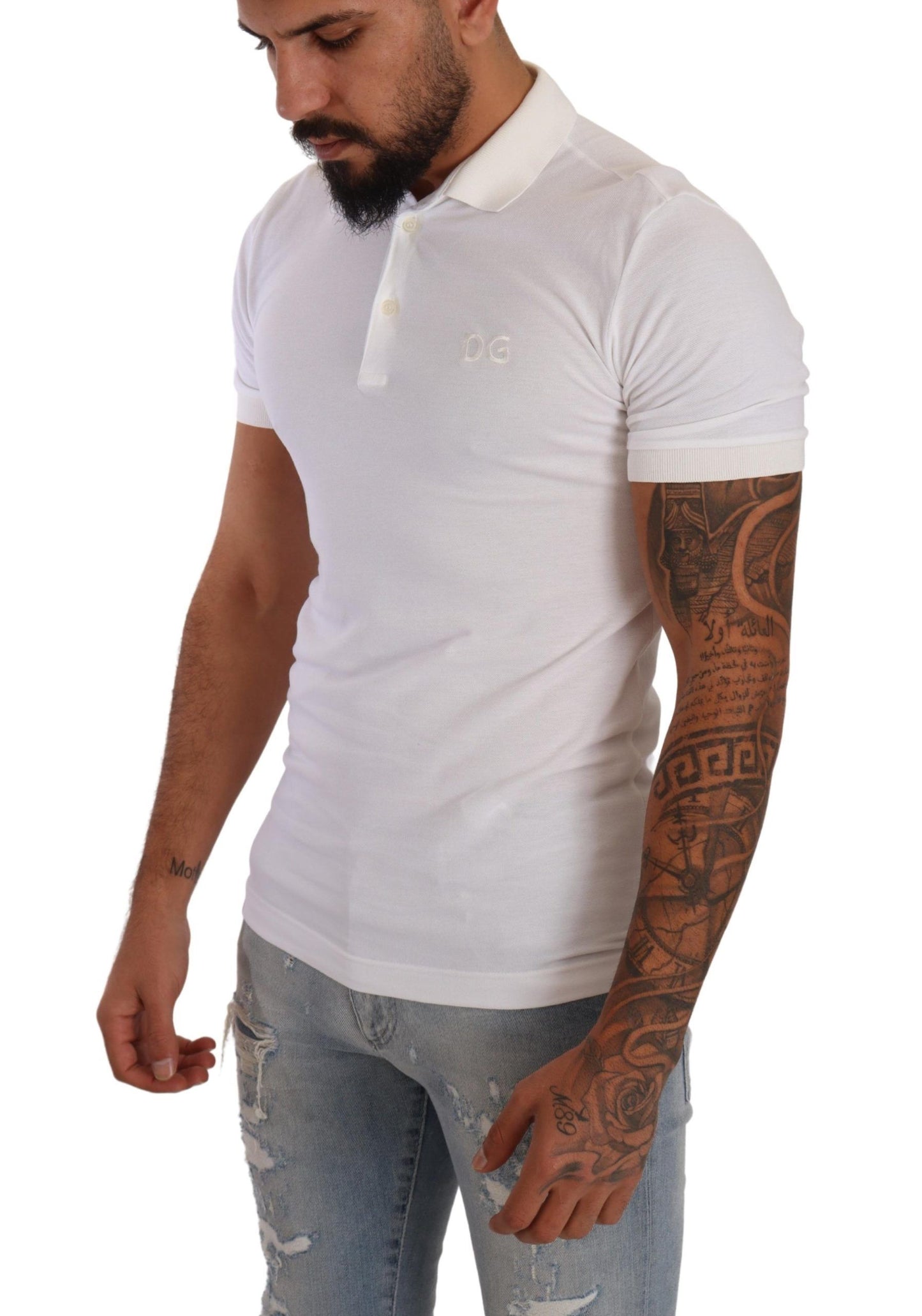 Dolce & Gabbana Elegant White Cotton Polo T-Shirt