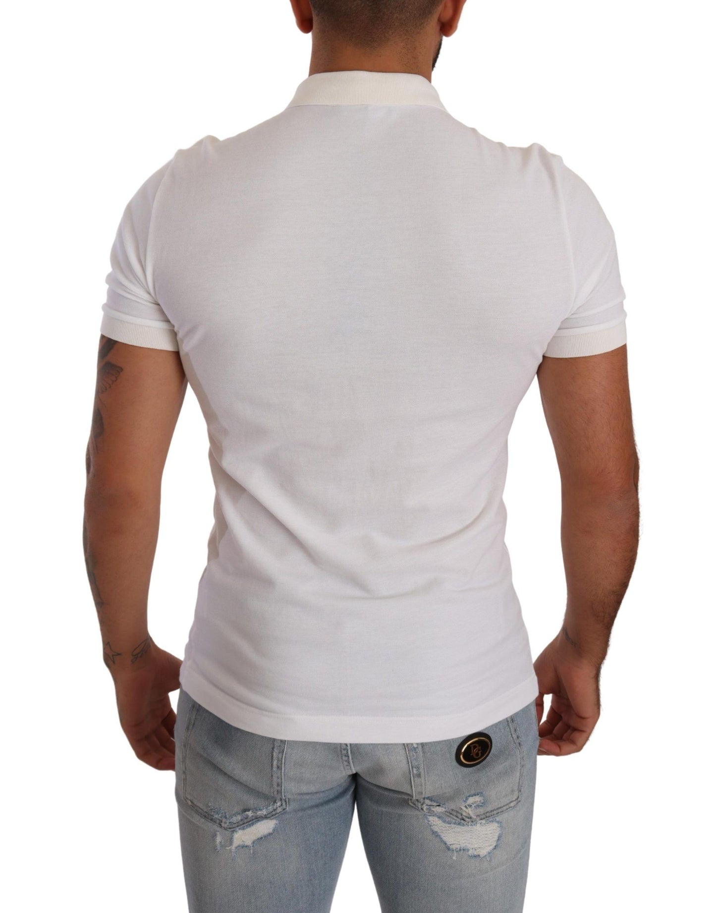 Dolce & Gabbana Elegant White Cotton Polo T-Shirt