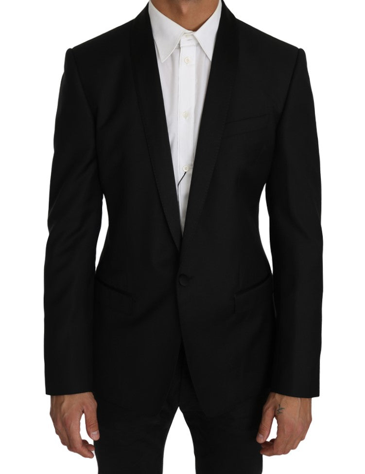 Dolce & Gabbana Elegant Slim Black Wool Silk Blend Blazer