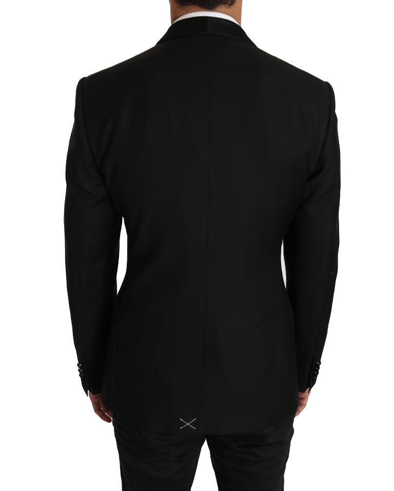 Dolce & Gabbana Elegant Slim Black Wool Silk Blend Blazer