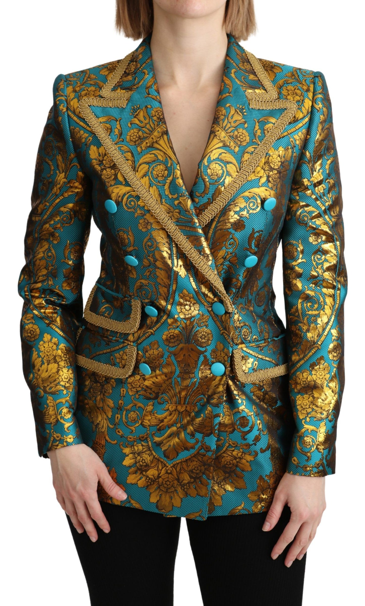 Dolce & Gabbana Elegant Gold Floral Jacquard Blazer