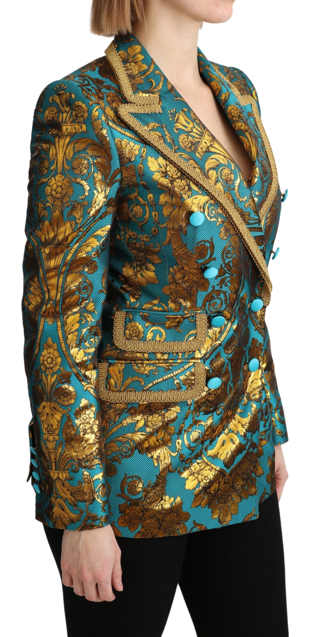 Dolce & Gabbana Elegant Gold Floral Jacquard Blazer