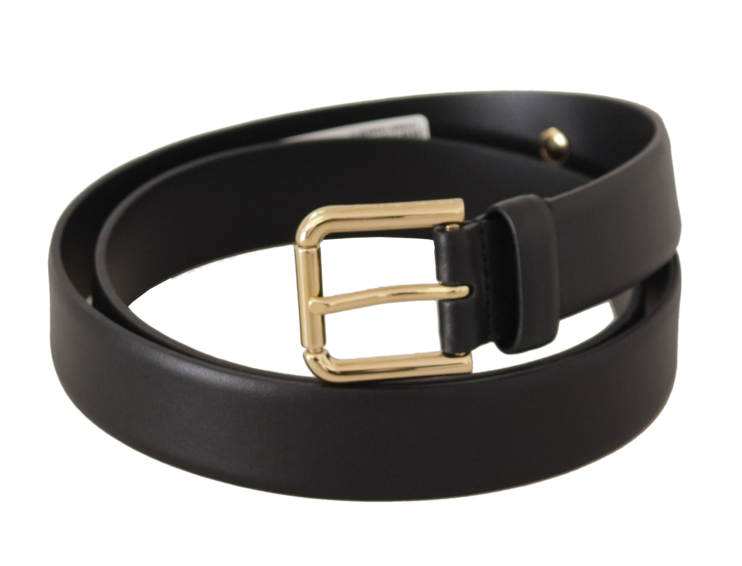 Dolce & Gabbana Elegant Black Leather Belt with Metal Buckle