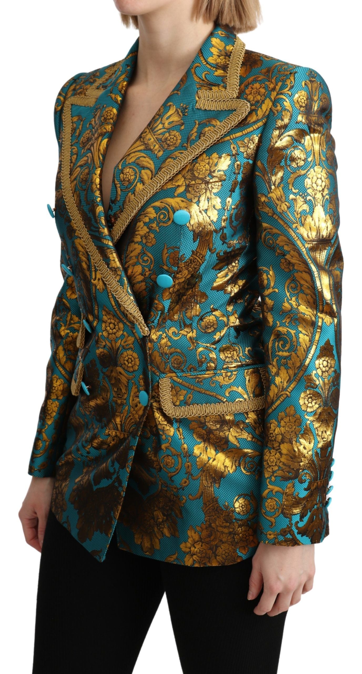 Dolce & Gabbana Elegant Gold Floral Jacquard Blazer