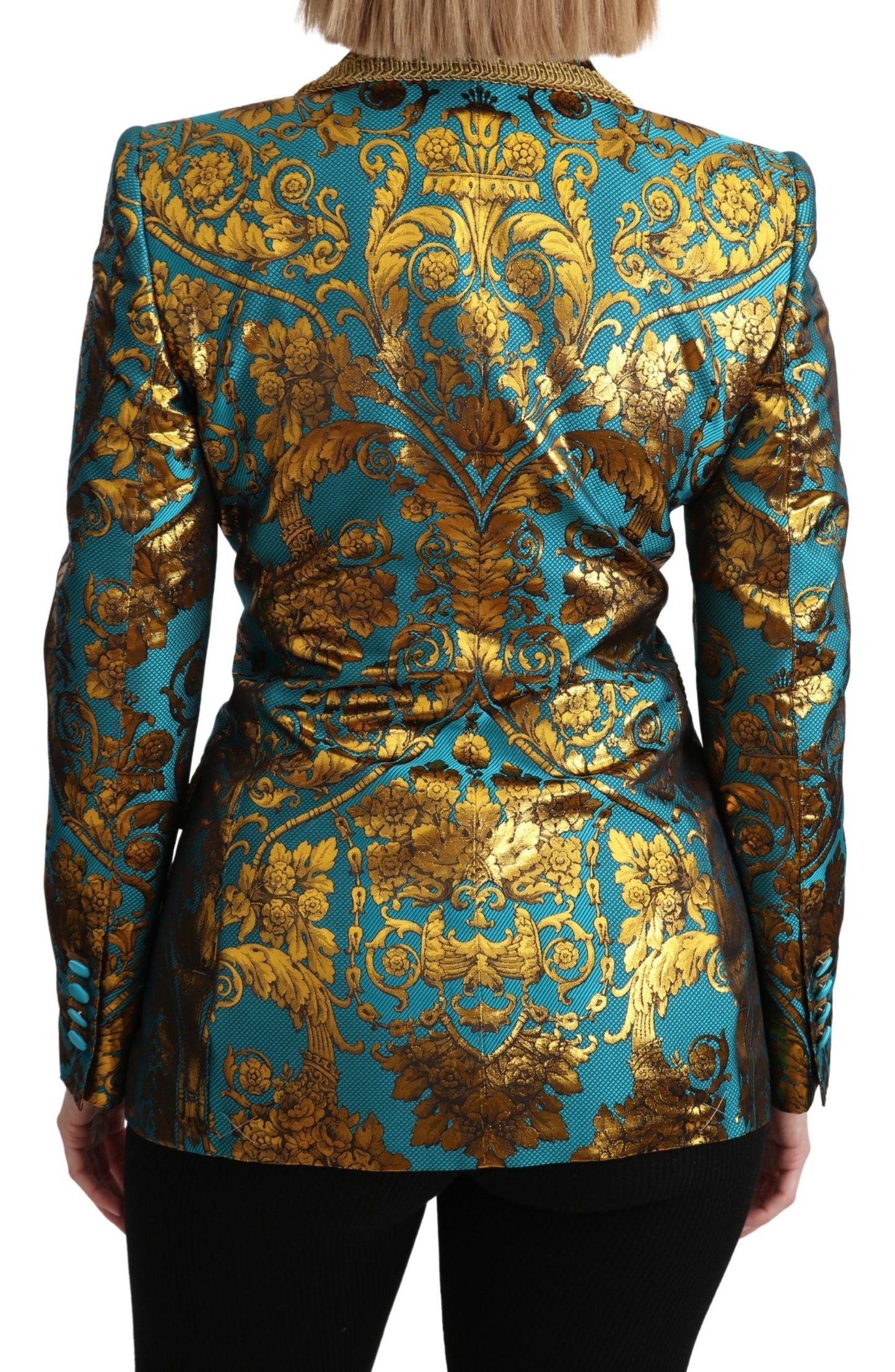 Dolce & Gabbana Elegant Gold Floral Jacquard Blazer