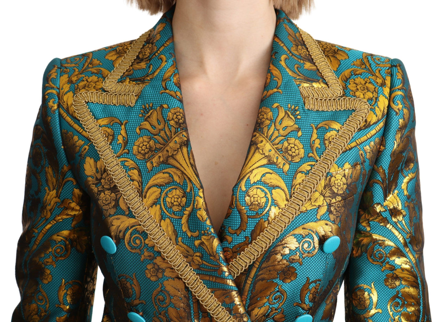 Dolce & Gabbana Elegant Gold Floral Jacquard Blazer