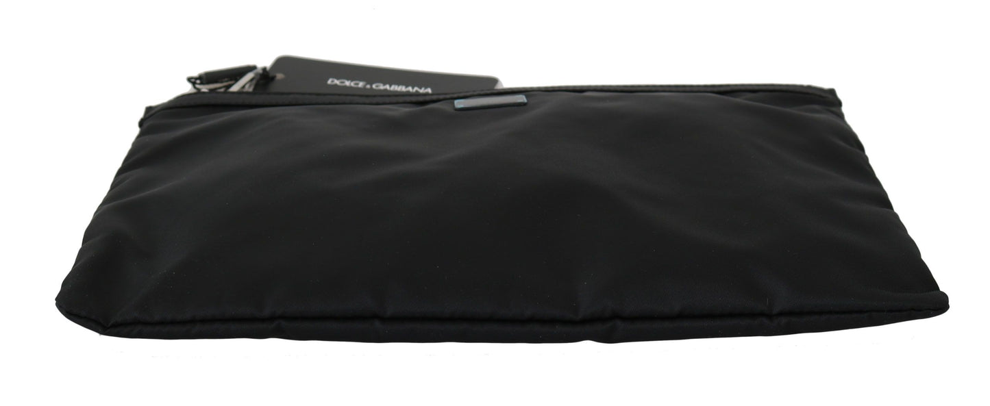 Dolce & Gabbana Elegant Black Hand Pouch for the Modern Man