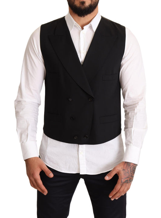 Dolce & Gabbana Elegant Black Wool Dress Vest