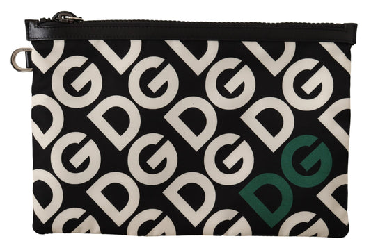 Dolce & Gabbana Elegant Black Nylon Leather Pouch