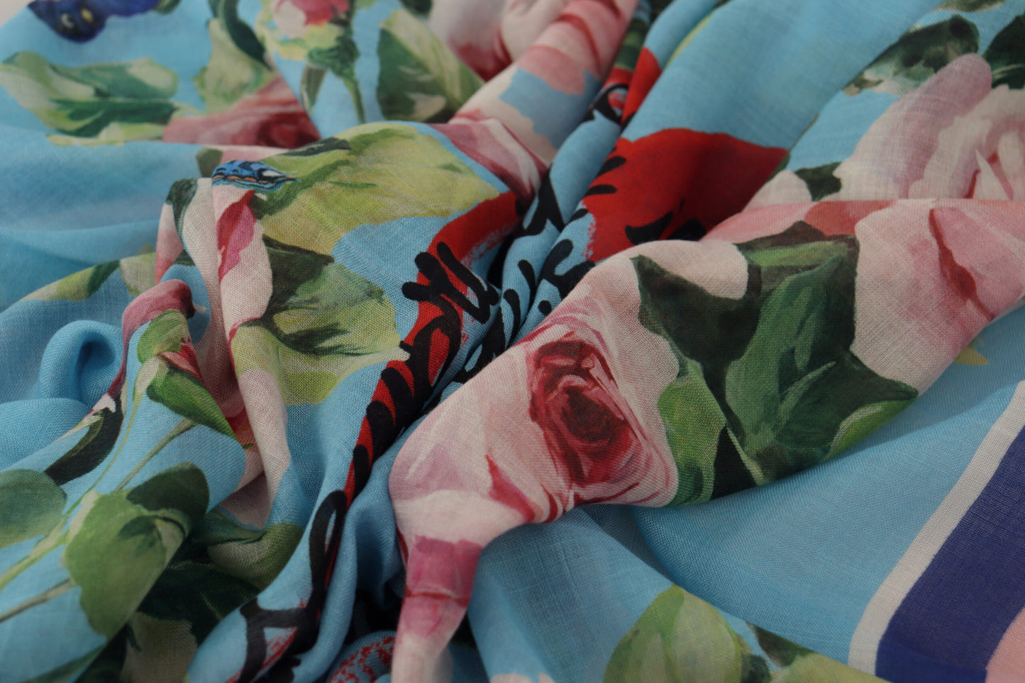 Dolce & Gabbana Tropical Rose Print Cashmere-Silk Shawl