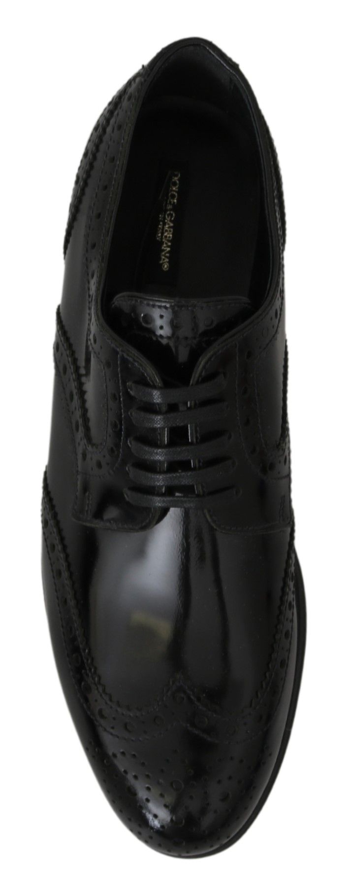 Dolce & Gabbana Elegant Black Leather Derby Brogue Flats