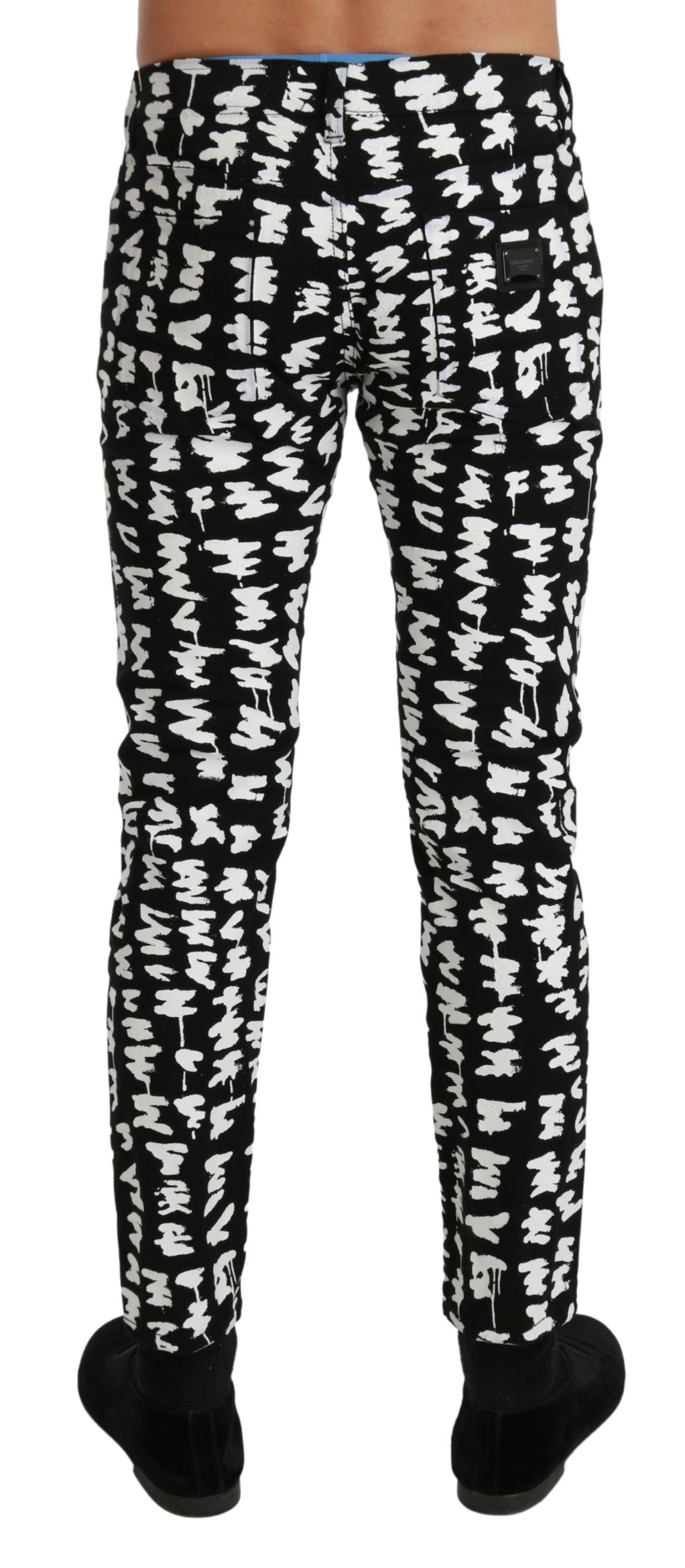 Dolce & Gabbana Elegant Black and White Patterned Denim Jeans