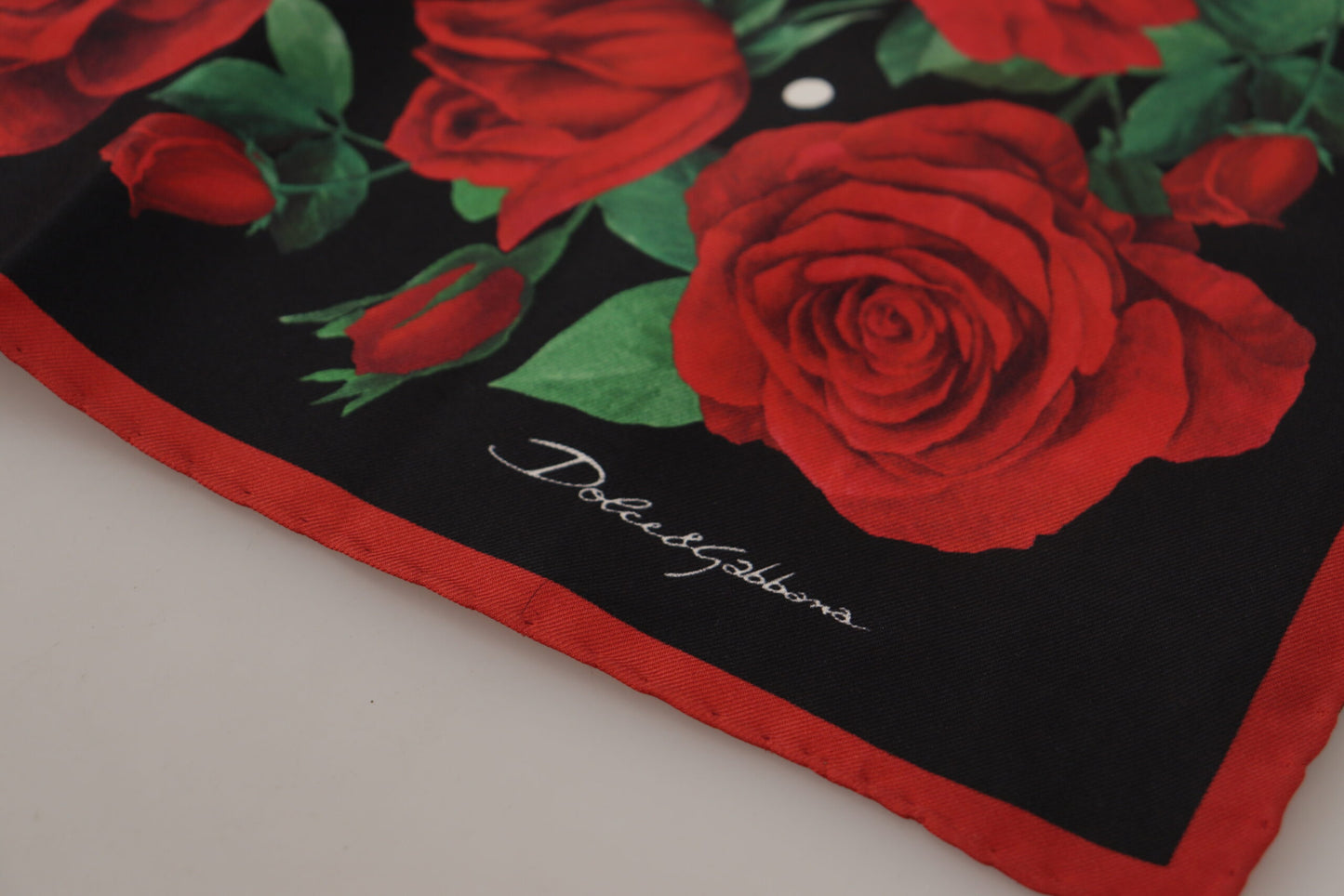 Dolce & Gabbana Elegant Silk Scarf with Red Rose Print