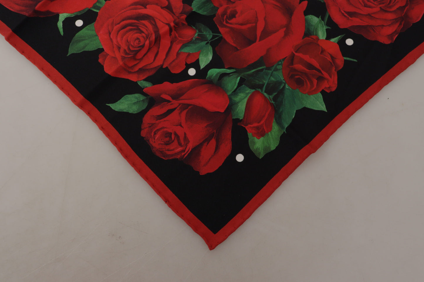 Dolce & Gabbana Elegant Silk Scarf with Red Rose Print