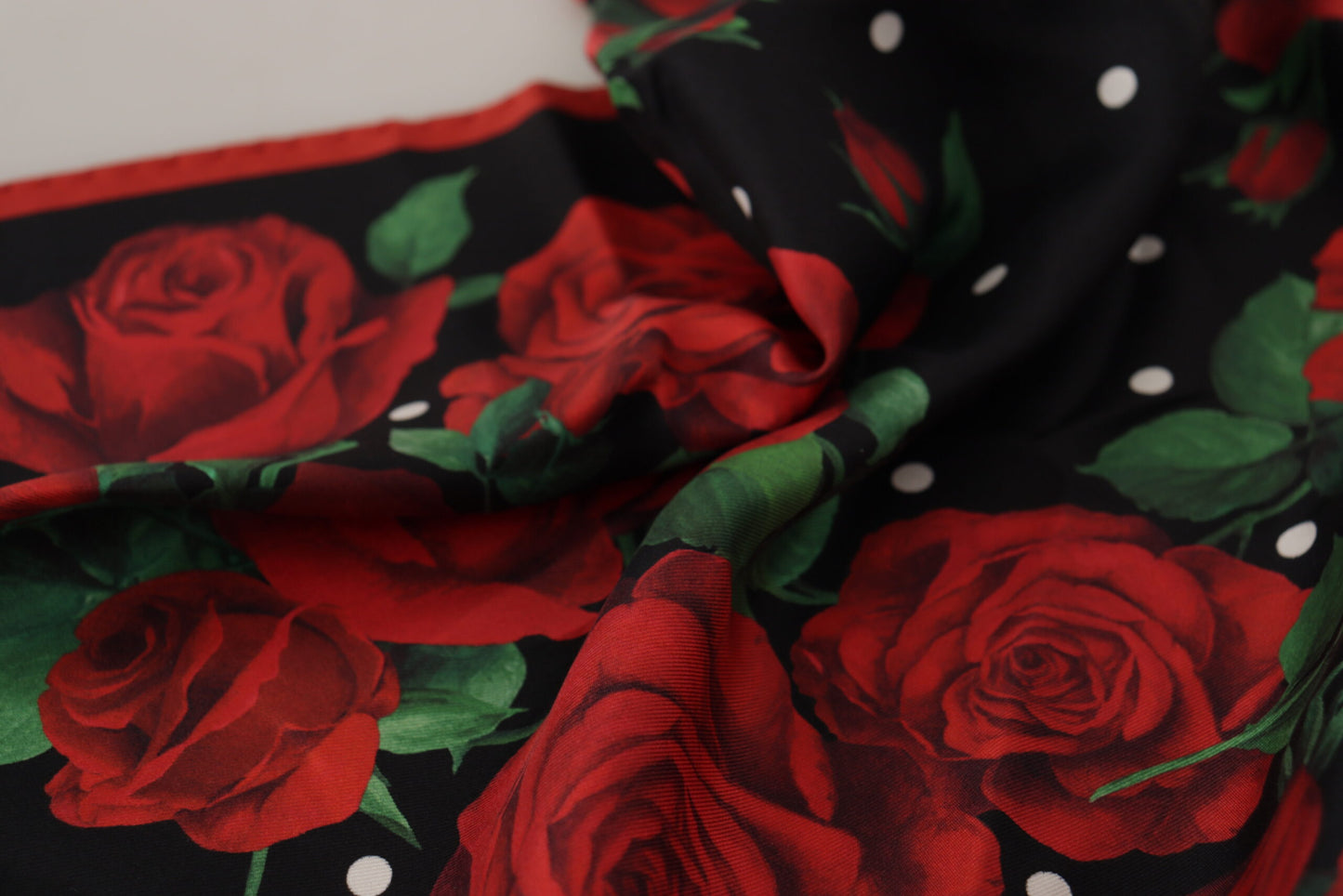 Dolce & Gabbana Elegant Silk Scarf with Red Rose Print