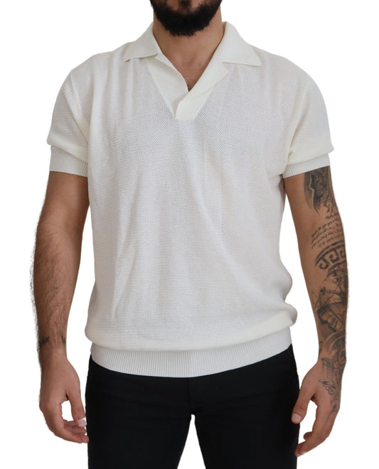 Dolce & Gabbana Elegant White Cotton Polo T-Shirt