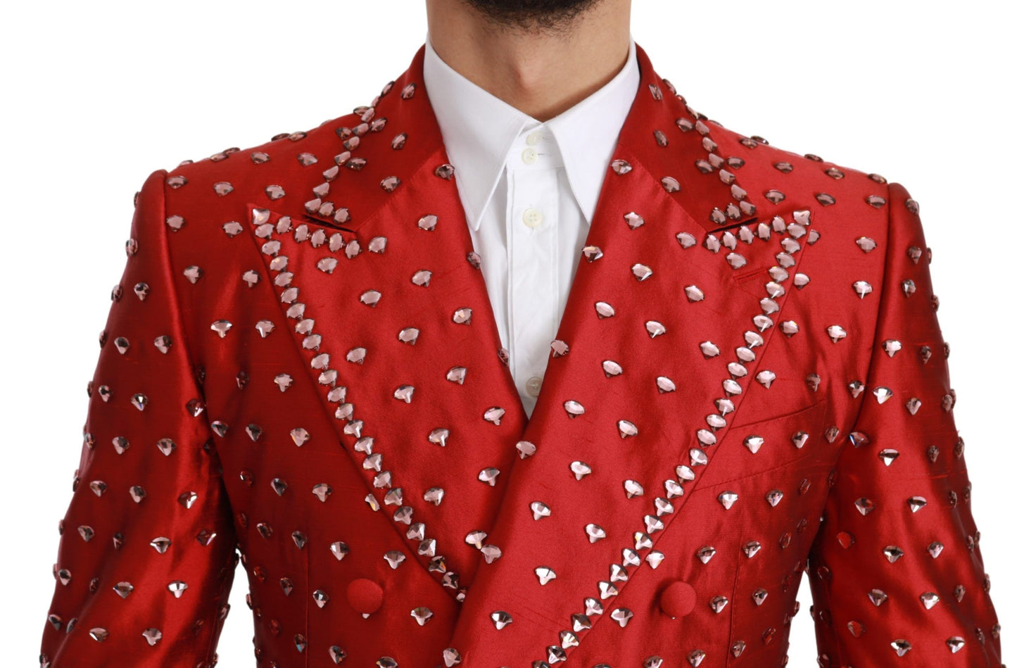 Dolce & Gabbana Elegant Red Silk Double Breasted Blazer