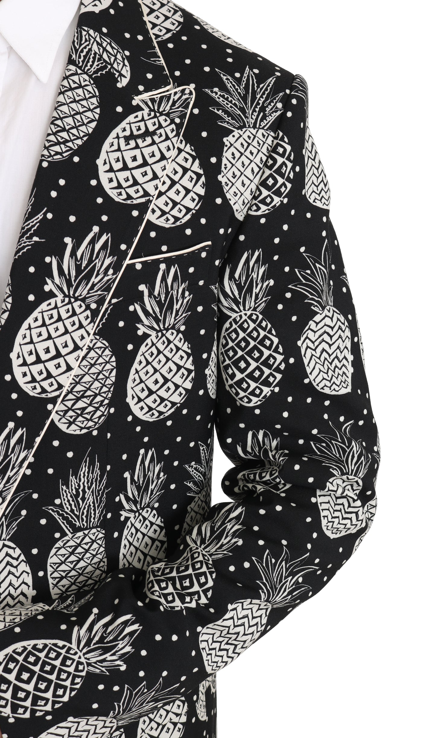 Dolce & Gabbana Chic Black Pineapple Print Wool Suit