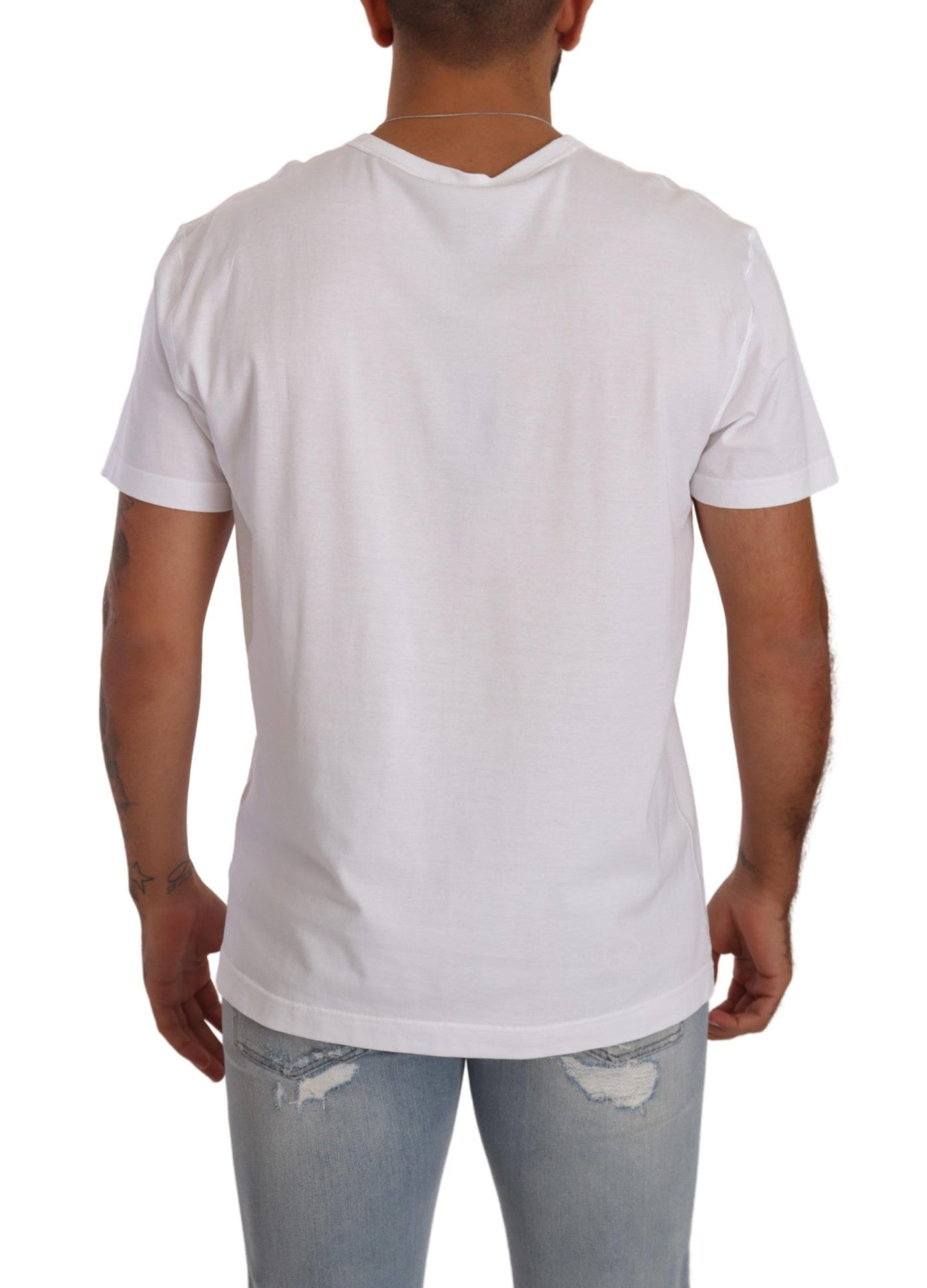 Dolce & Gabbana Elegant White V-Neck Cotton T-Shirt