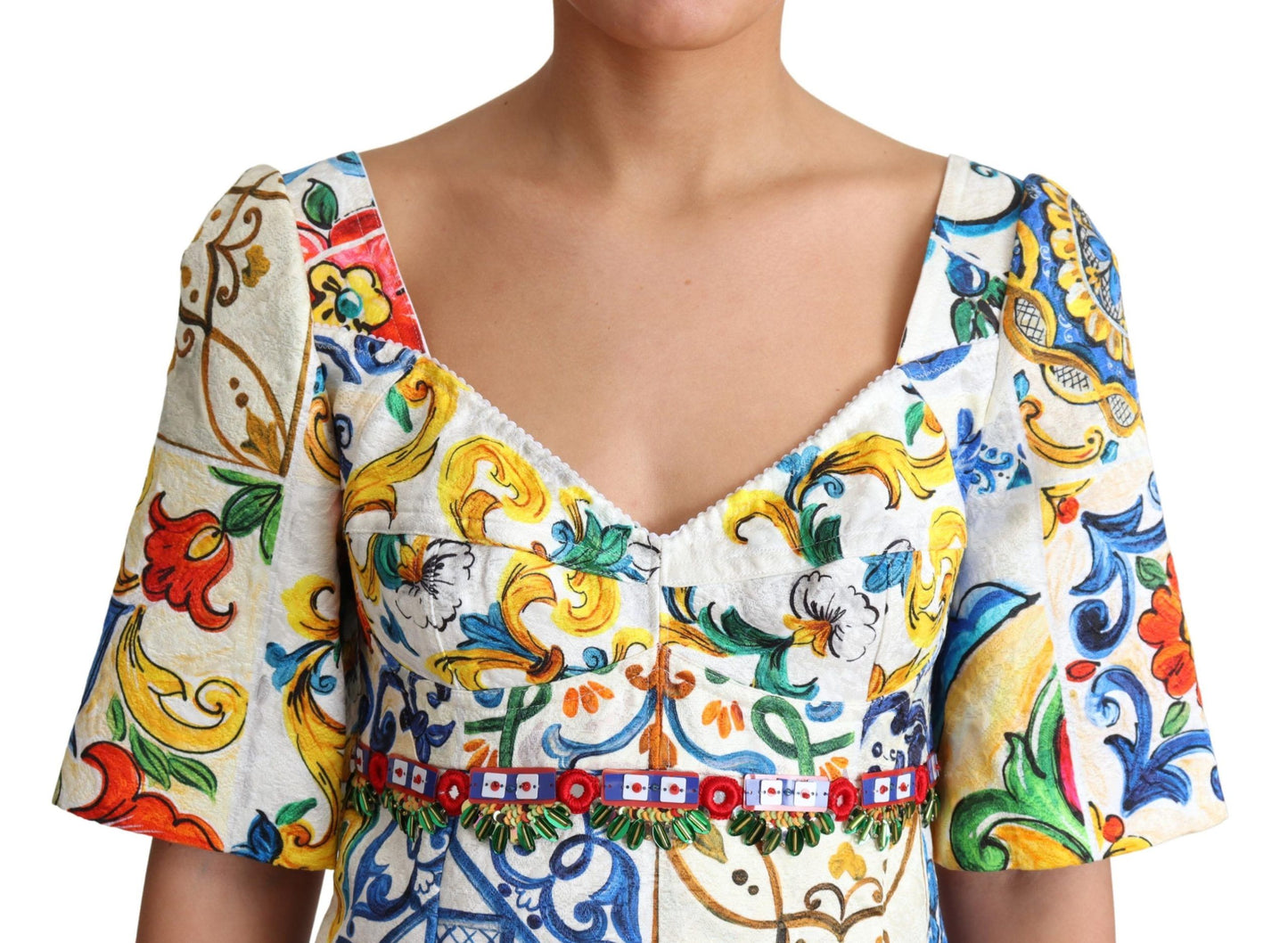 Dolce & Gabbana Multicolor Majolica Mini Dress Extravaganza