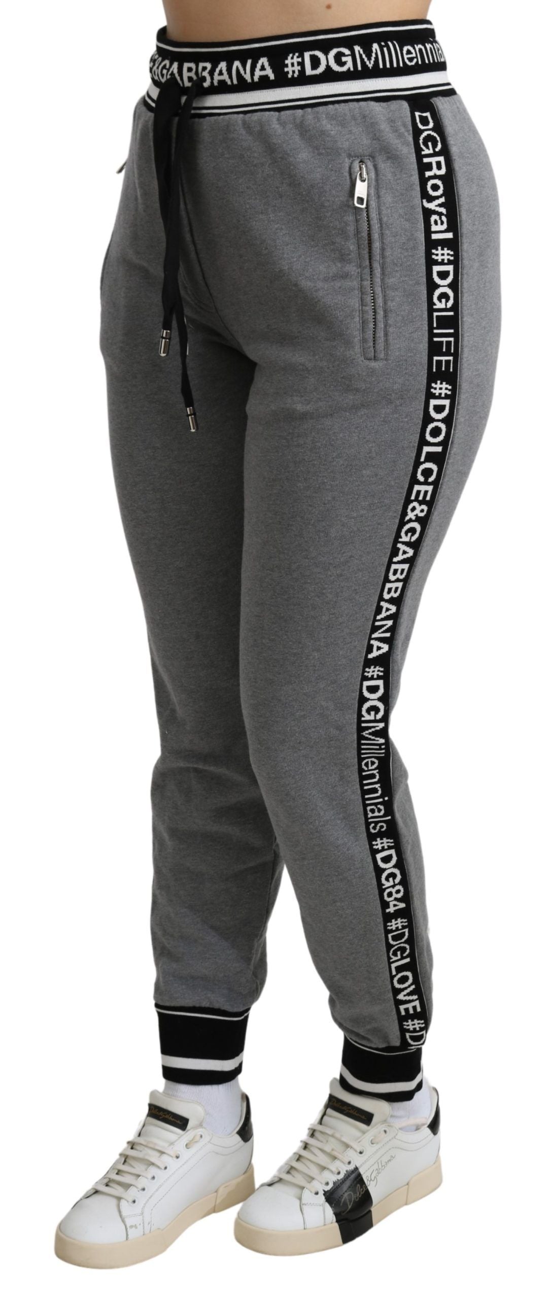 Dolce & Gabbana Elegant Mid Waist Jogging Pants in Gray