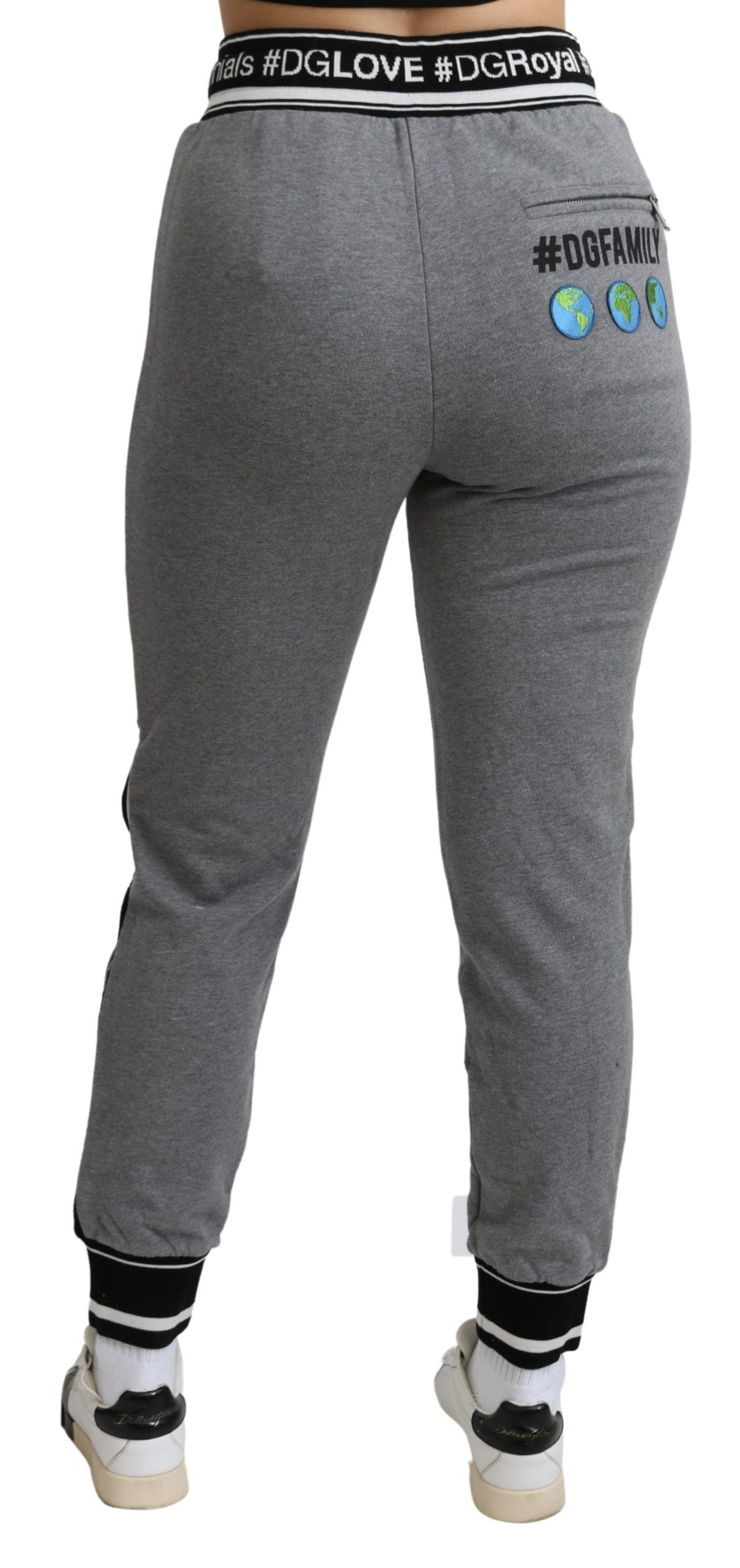 Dolce & Gabbana Elegant Mid Waist Jogging Pants in Gray