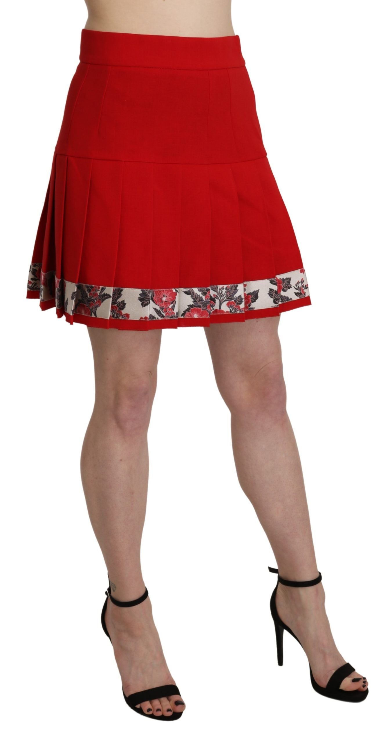 Dolce & Gabbana Chic Red Floral High Waist Mini Skirt