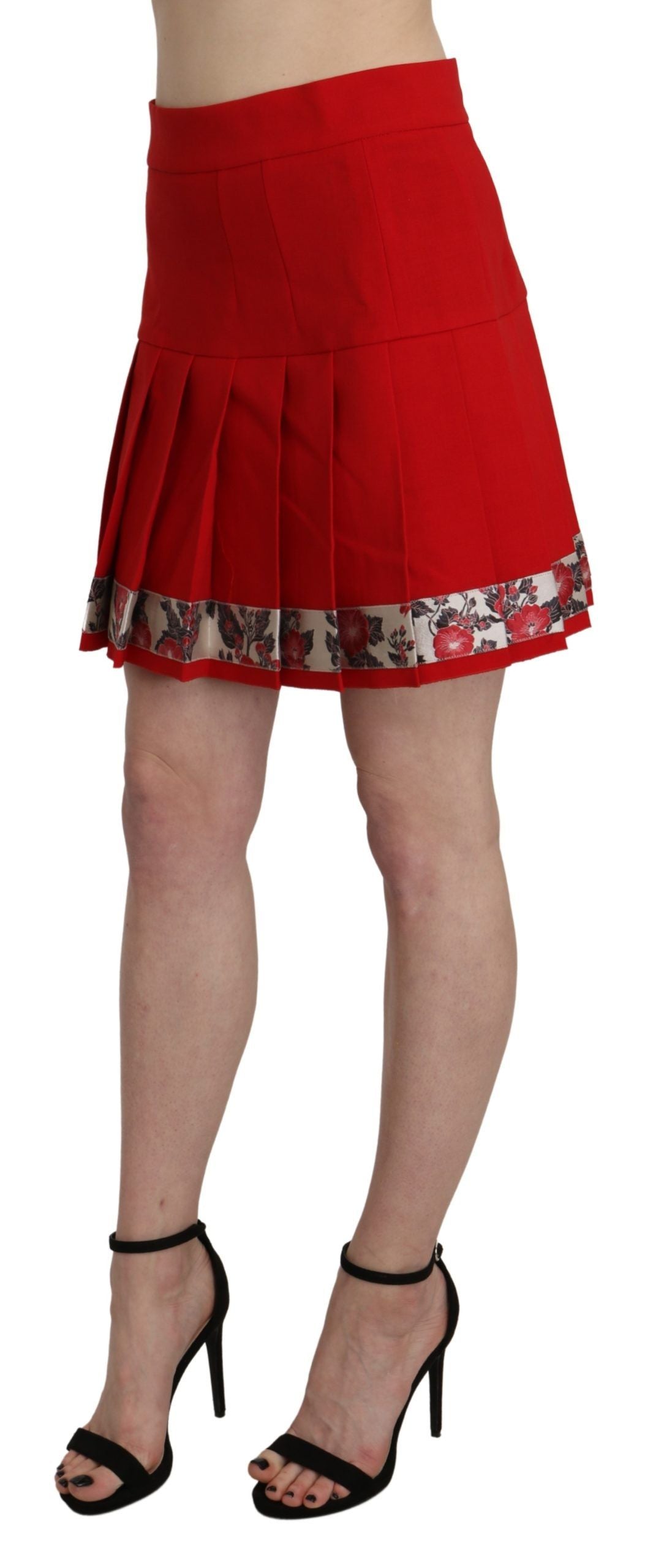 Dolce & Gabbana Chic Red Floral High Waist Mini Skirt