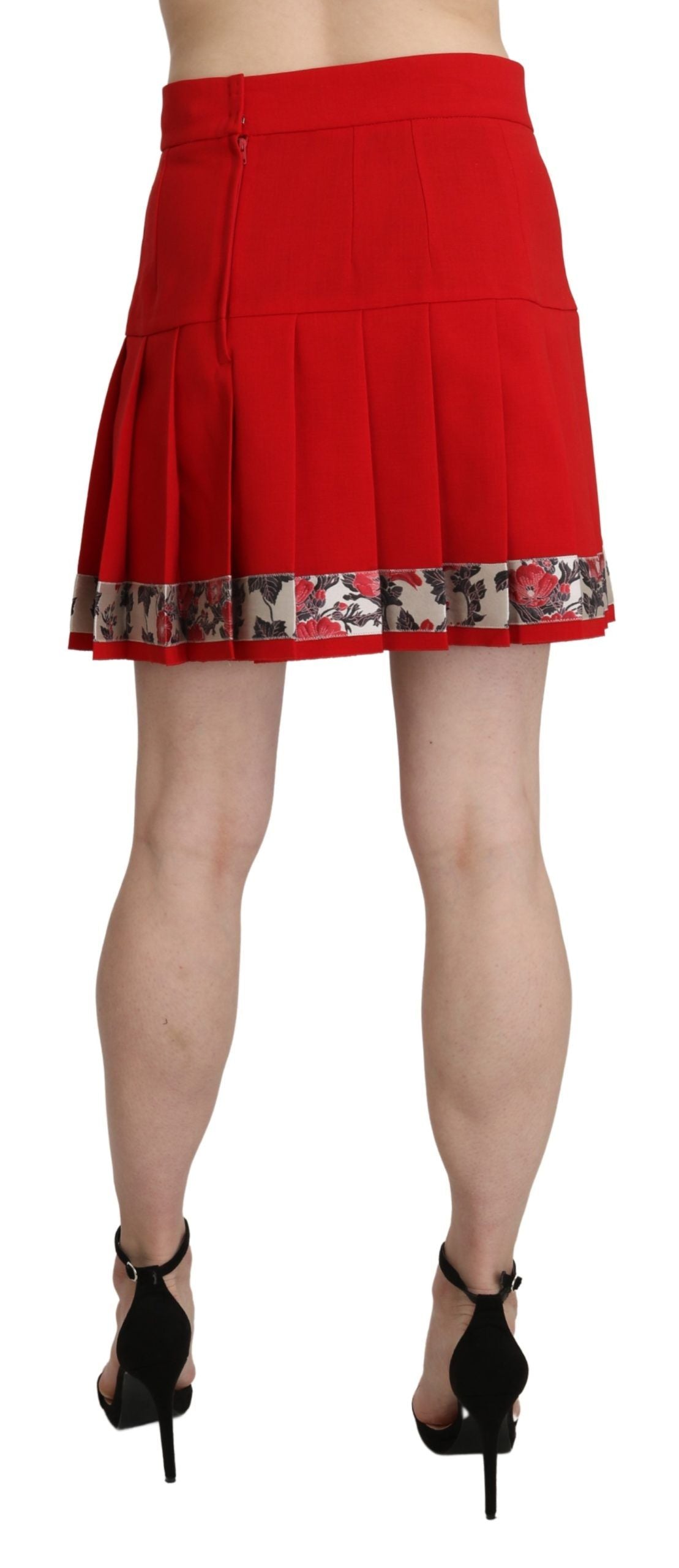 Dolce & Gabbana Chic Red Floral High Waist Mini Skirt