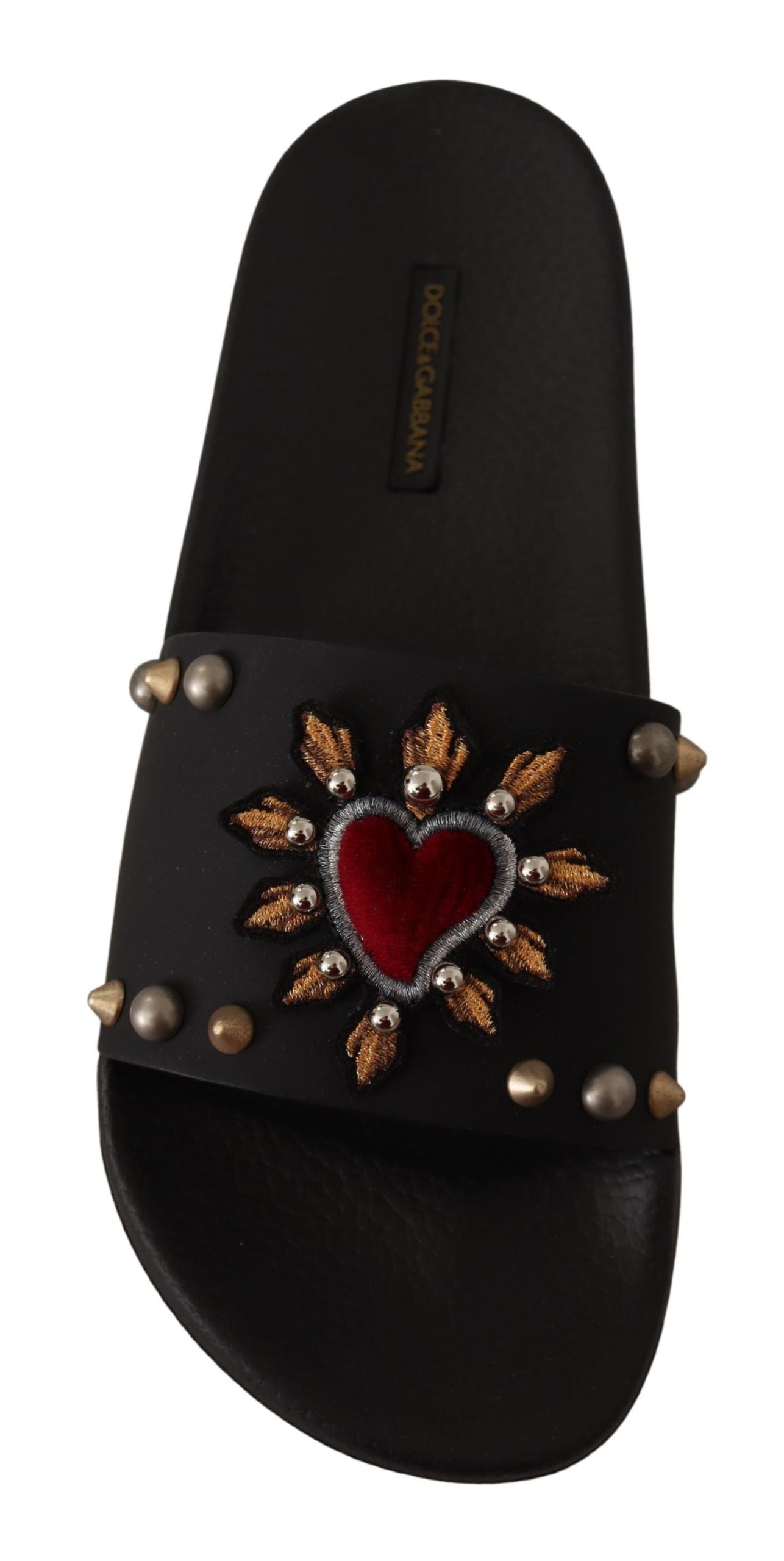 Dolce & Gabbana Elegant Black Leather Slide Sandals