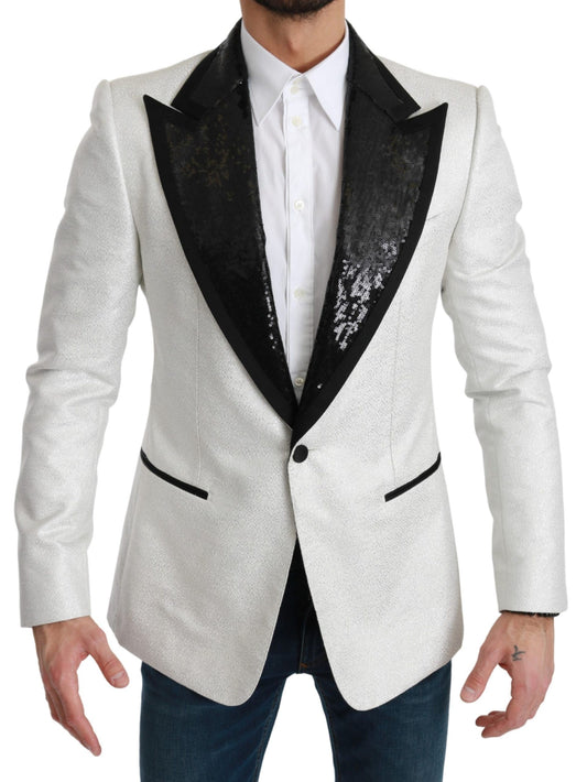 Dolce & Gabbana Elegant Monochrome Sequin Lapel Blazer