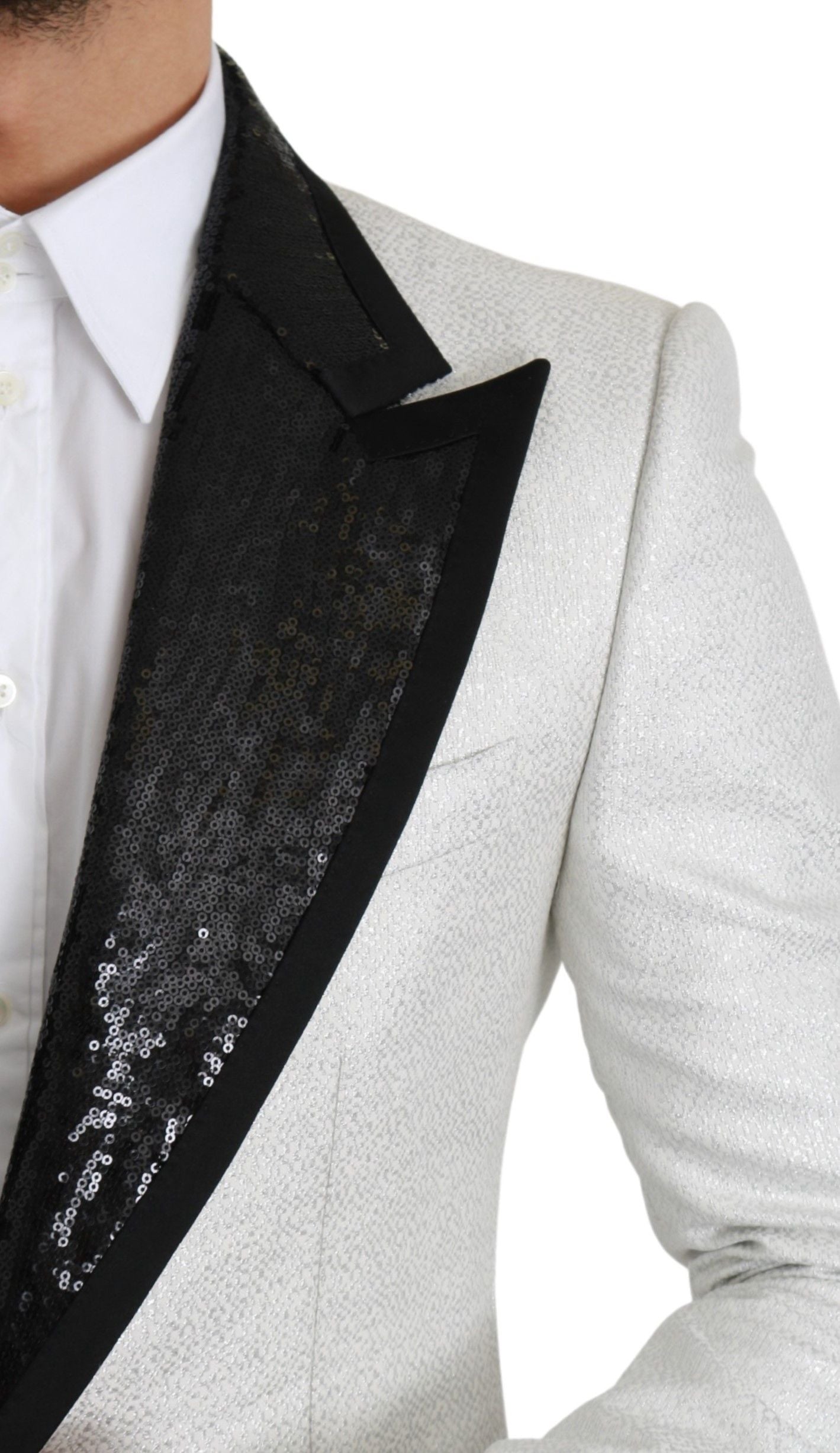 Dolce & Gabbana Elegant Monochrome Sequin Lapel Blazer