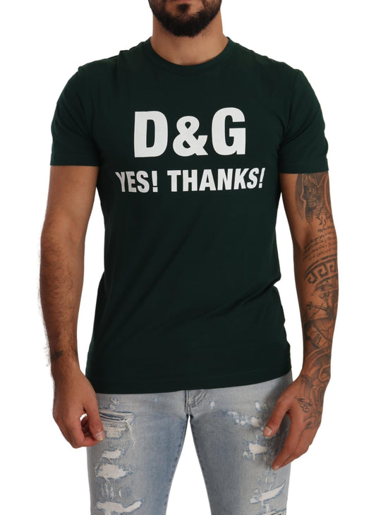 Dolce & Gabbana Elegant Green Motif Crewneck Tee