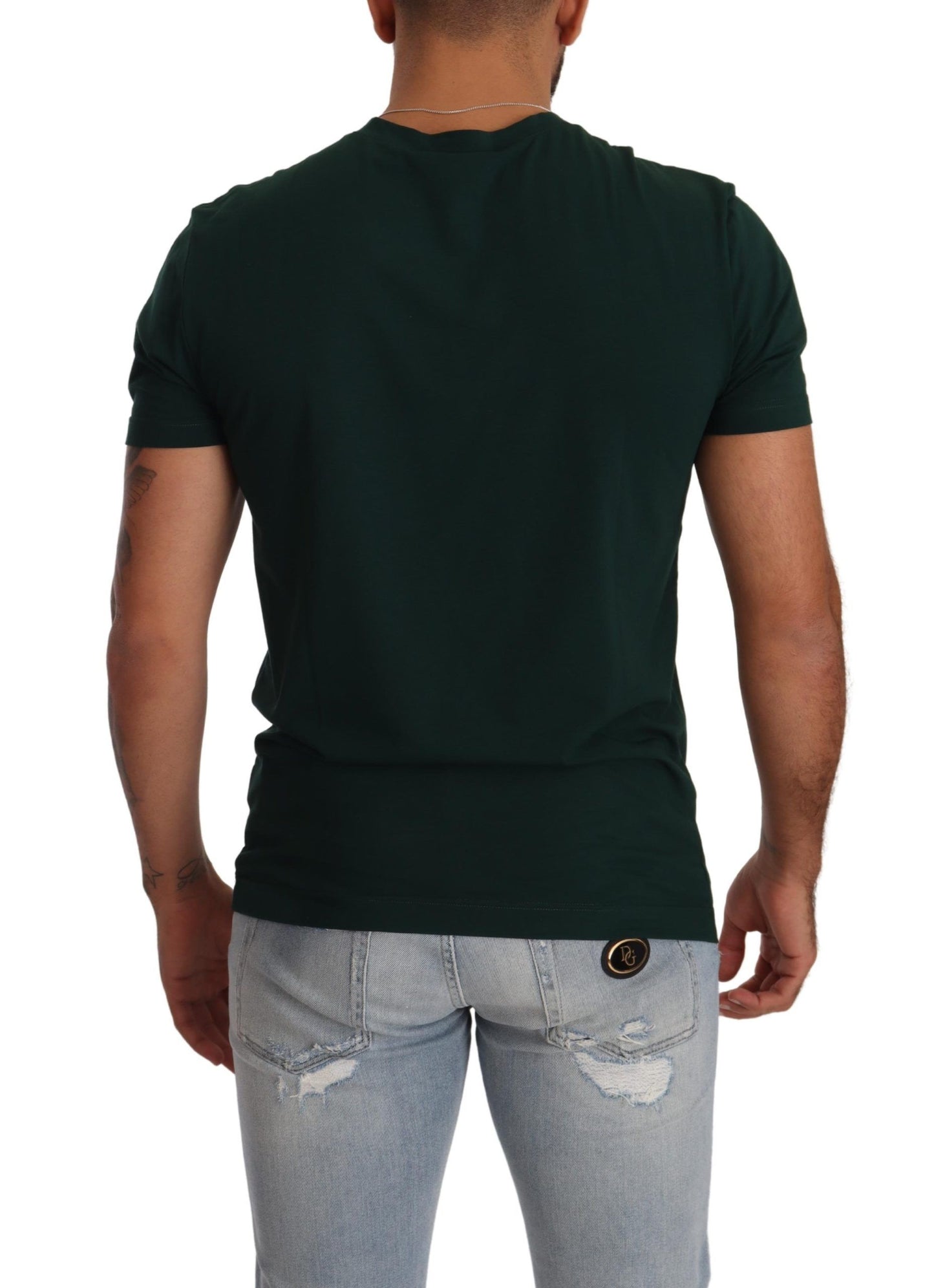 Dolce & Gabbana Elegant Green Motif Crewneck Tee