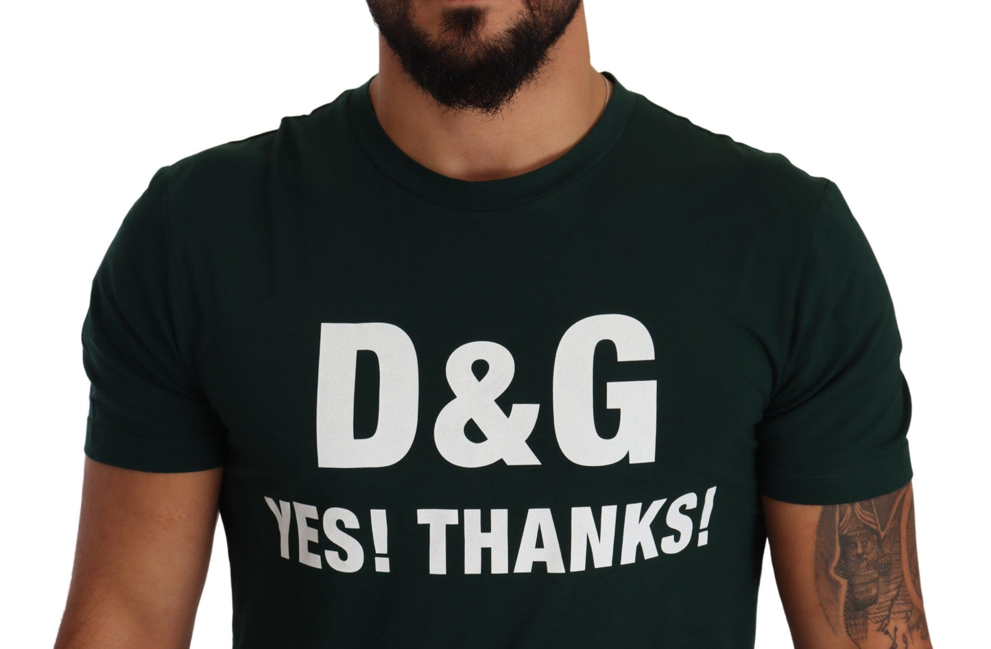 Dolce & Gabbana Elegant Green Motif Crewneck Tee