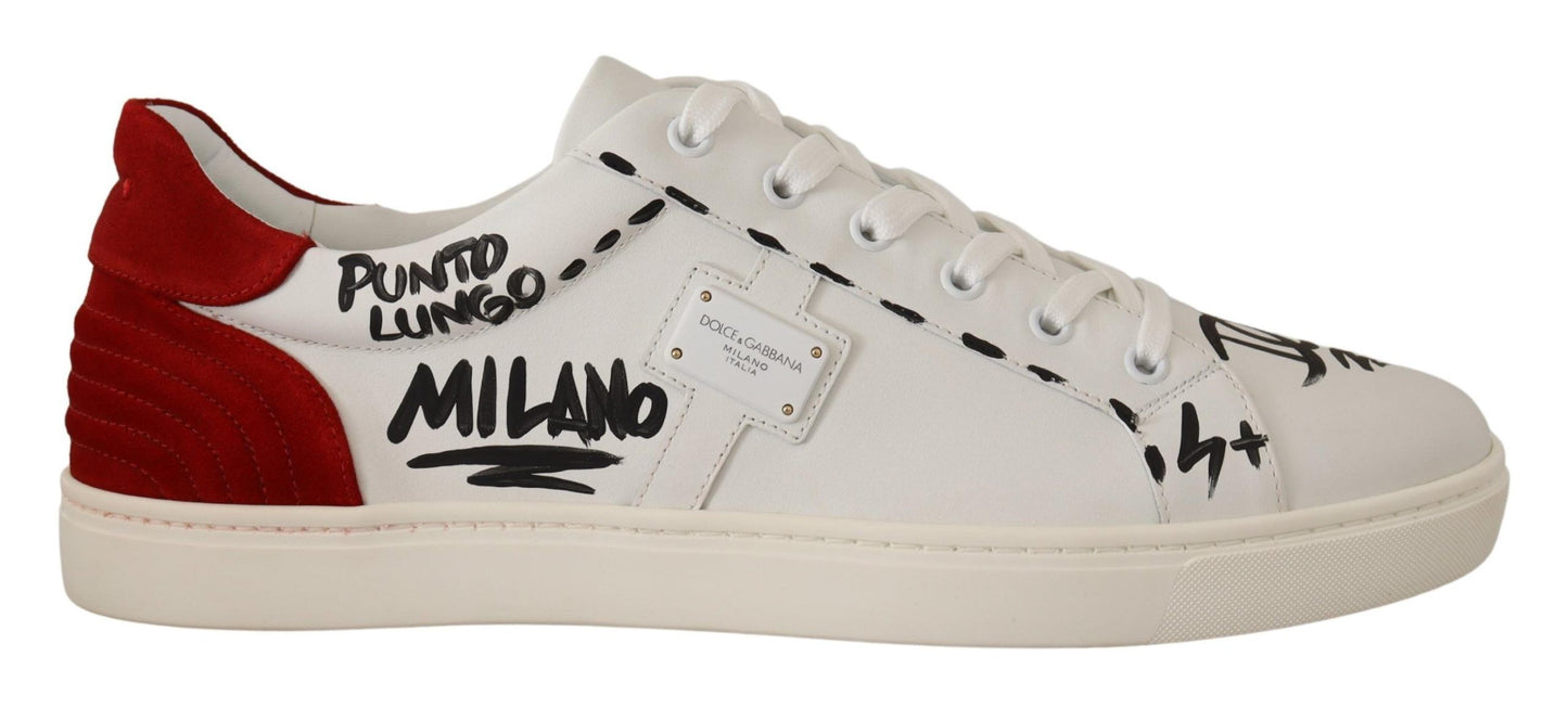 Dolce & Gabbana Elegant White Sneakers with Red Detailing