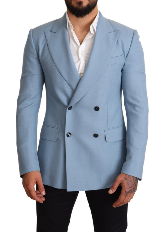 Dolce & Gabbana Elegant Blue Cashmere-Silk Men's Blazer