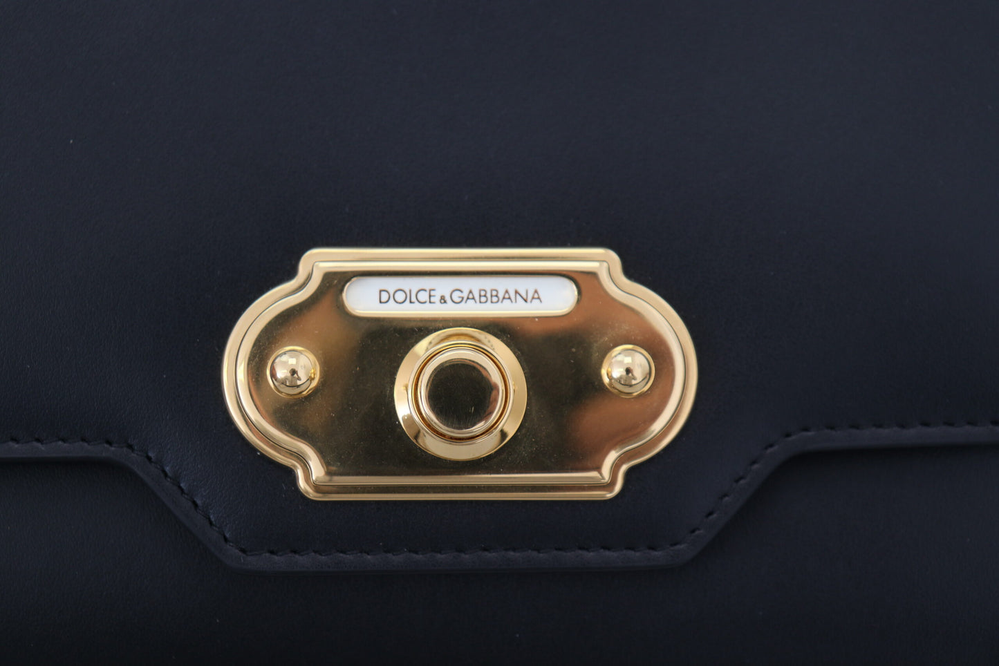 Dolce & Gabbana Chic Black Leather Shoulder Bag with Gold Detailing