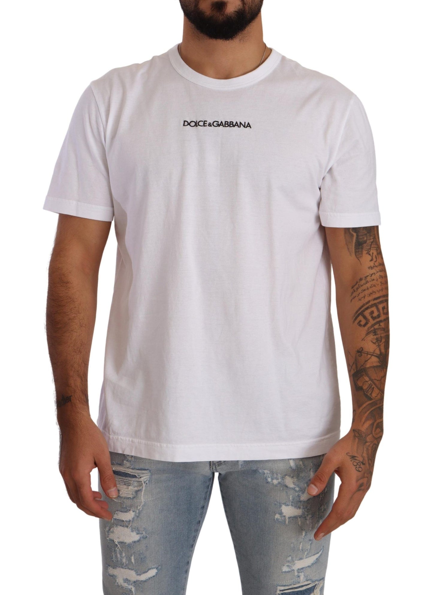 Dolce & Gabbana Elegant White Cotton Crewneck Tee