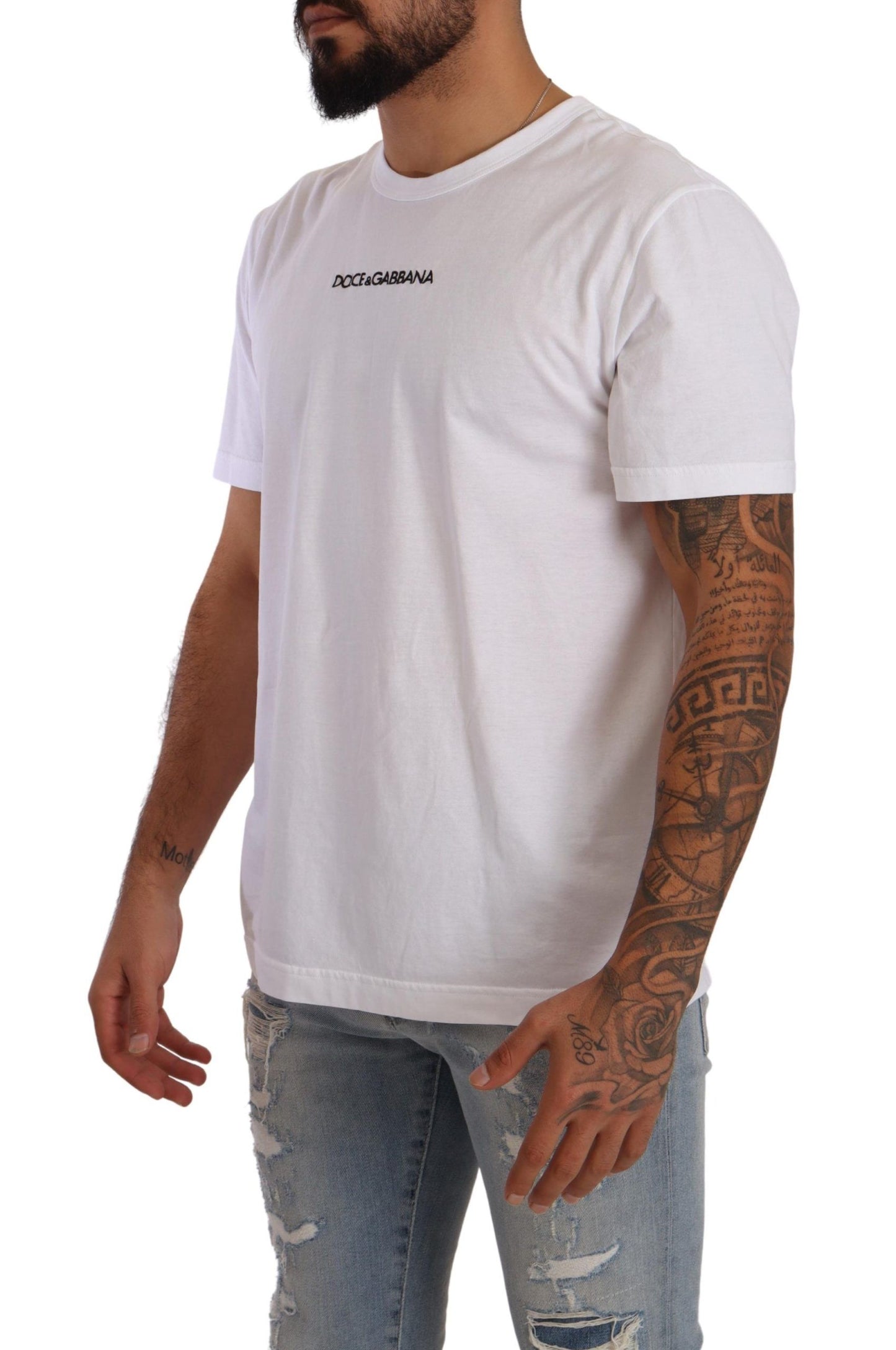 Dolce & Gabbana Elegant White Cotton Crewneck Tee