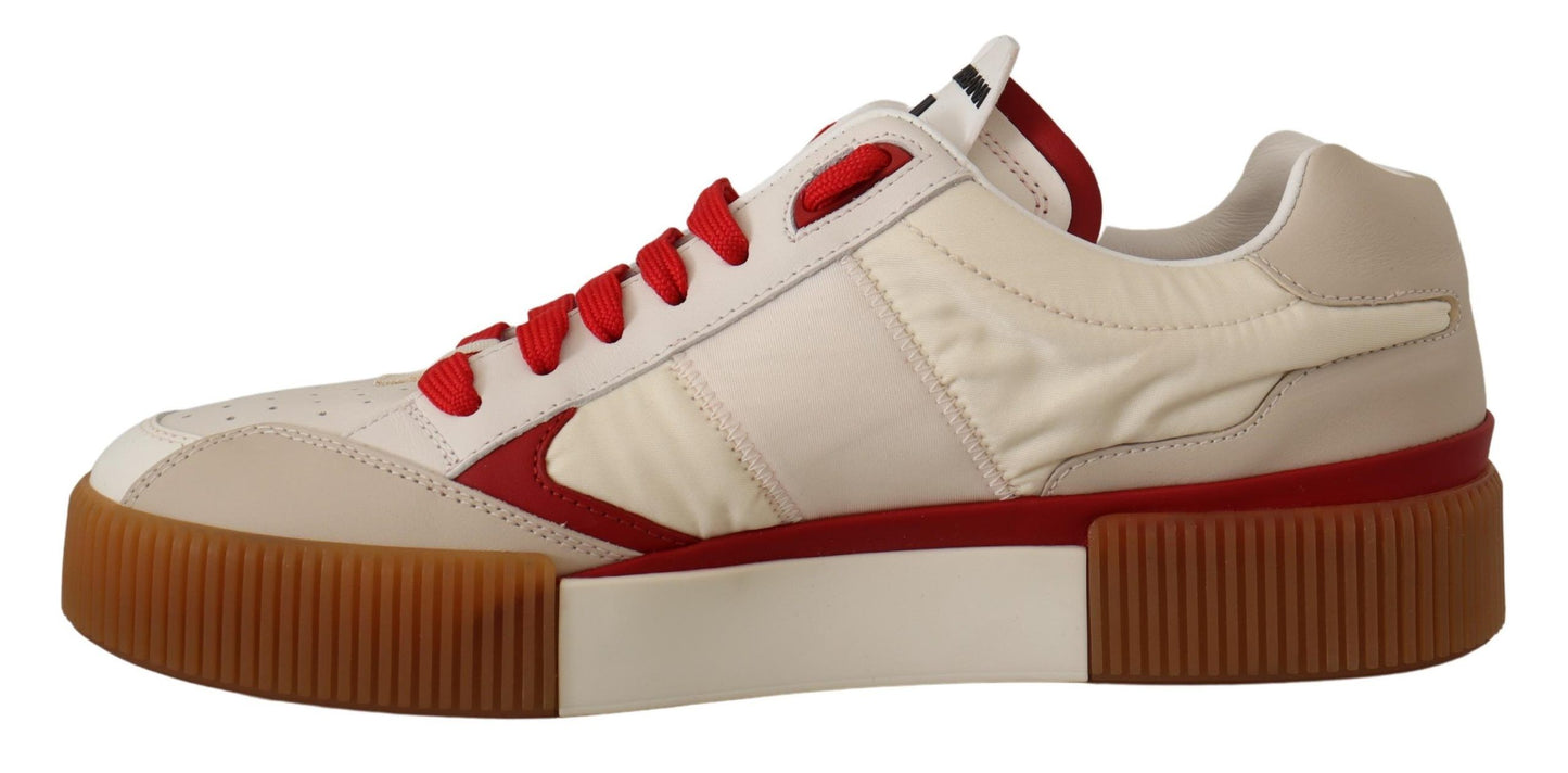 Dolce & Gabbana Stylish White and Red Low Top Sneakers