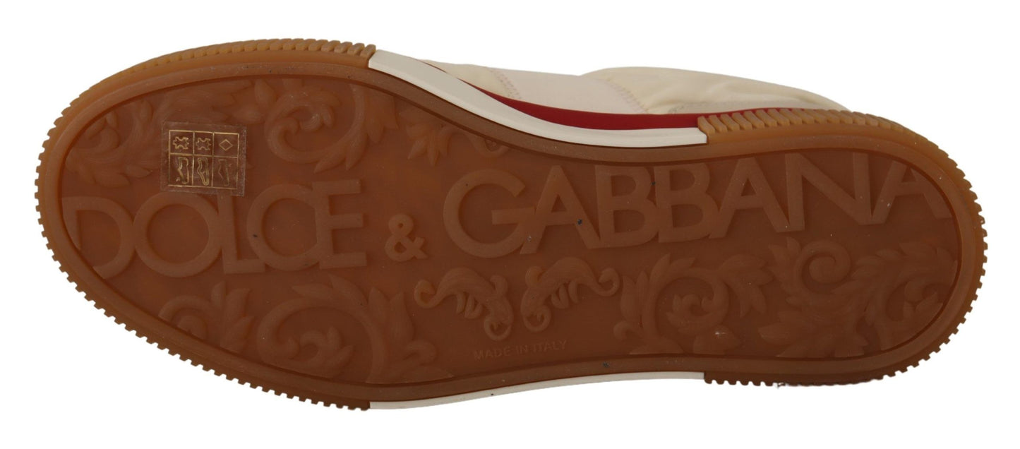 Dolce & Gabbana Stylish White and Red Low Top Sneakers