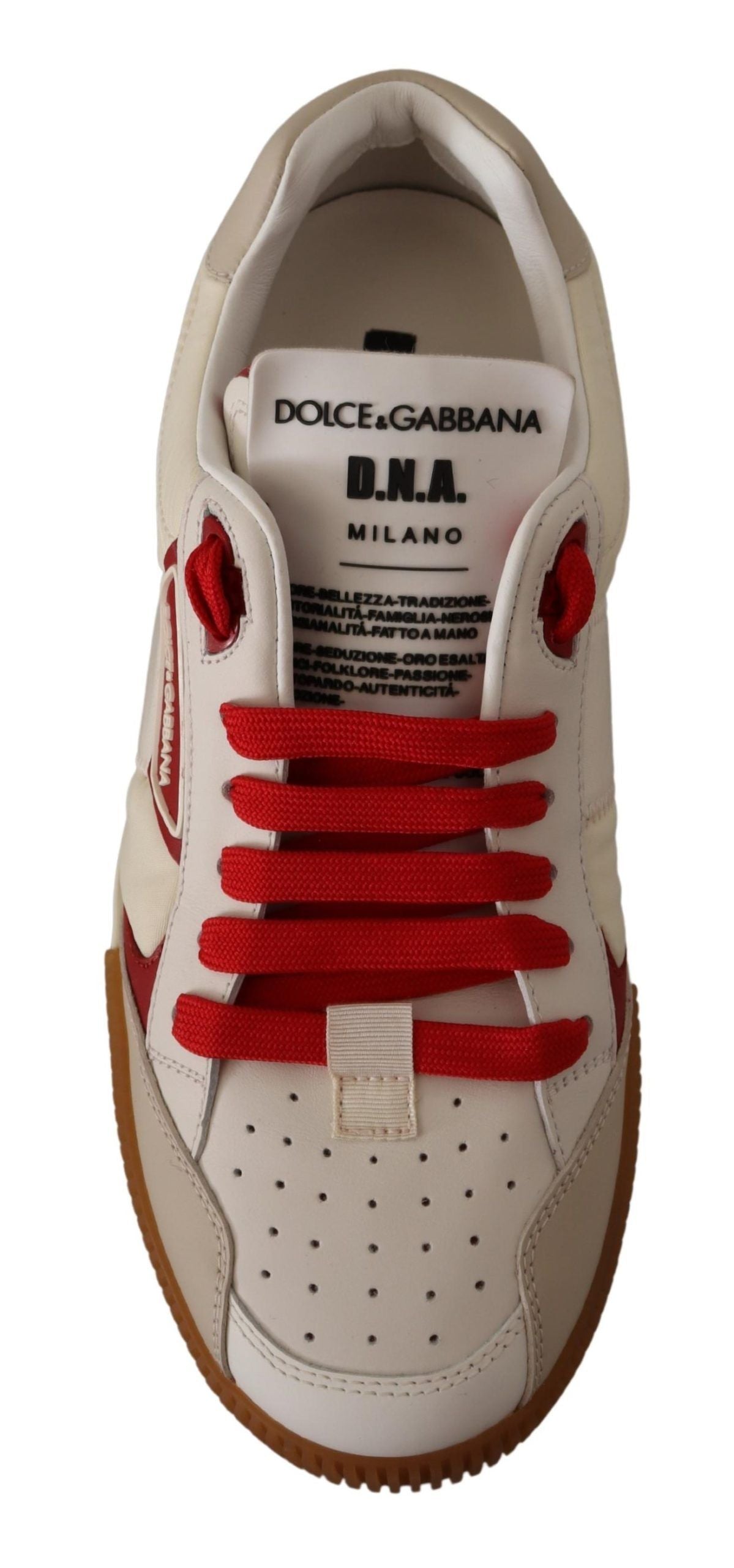 Dolce & Gabbana Stylish White and Red Low Top Sneakers