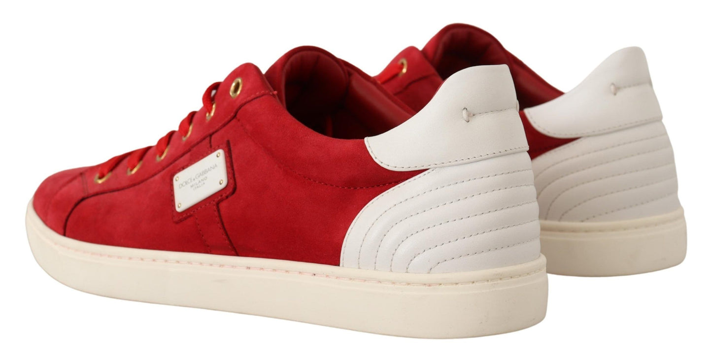 Dolce & Gabbana Elegant Red Leather & Suede Sneakers